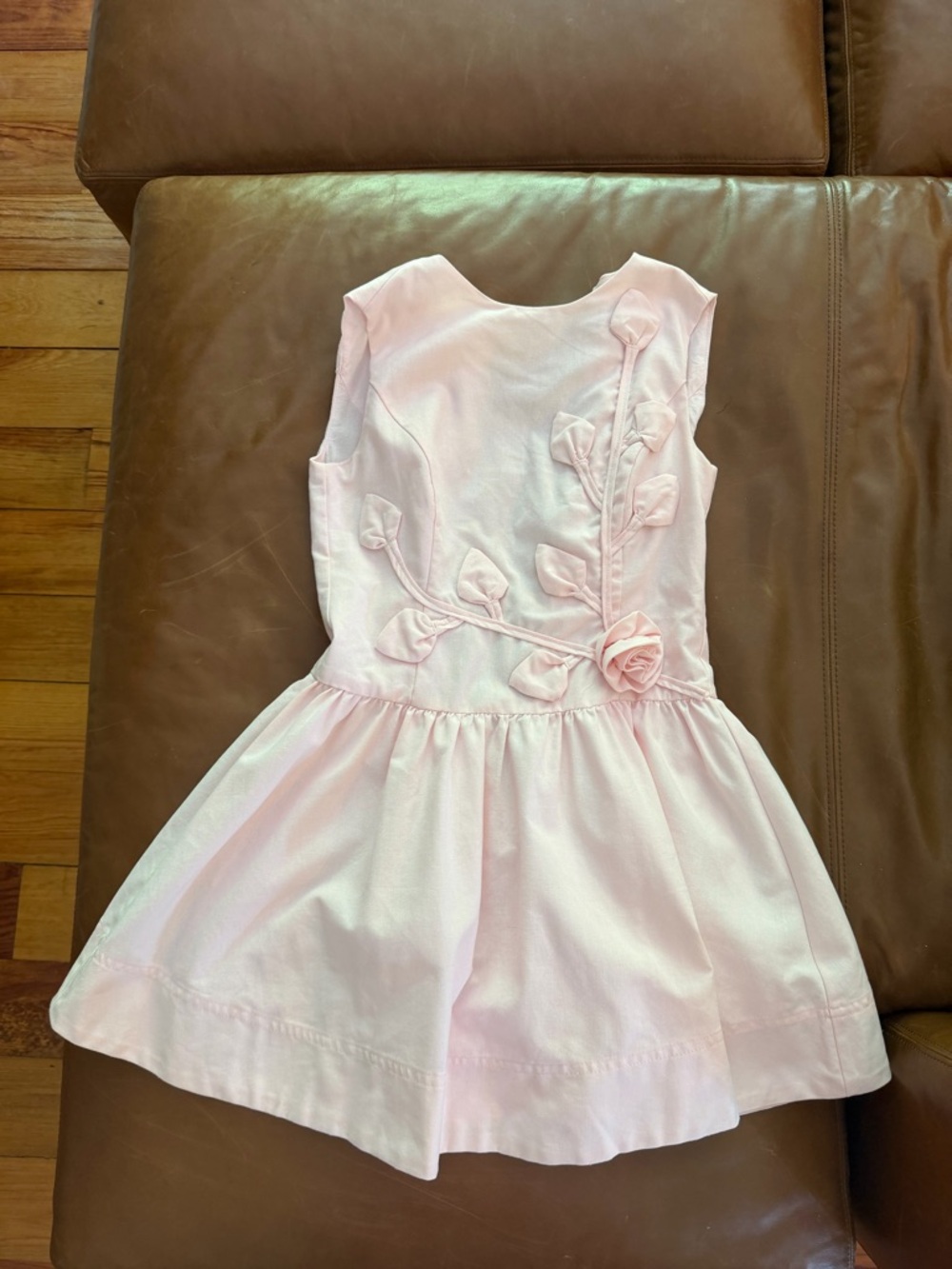 Moon River Light Pink Floral Appliqué Dress